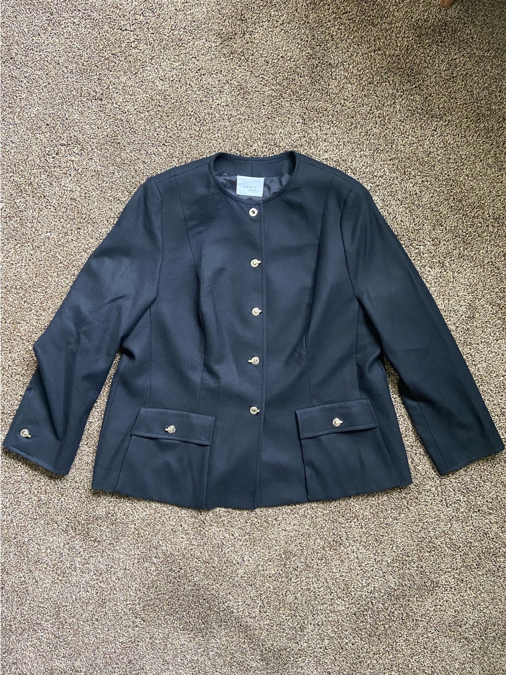 Akris Punto Black Wool Blazer Size 14